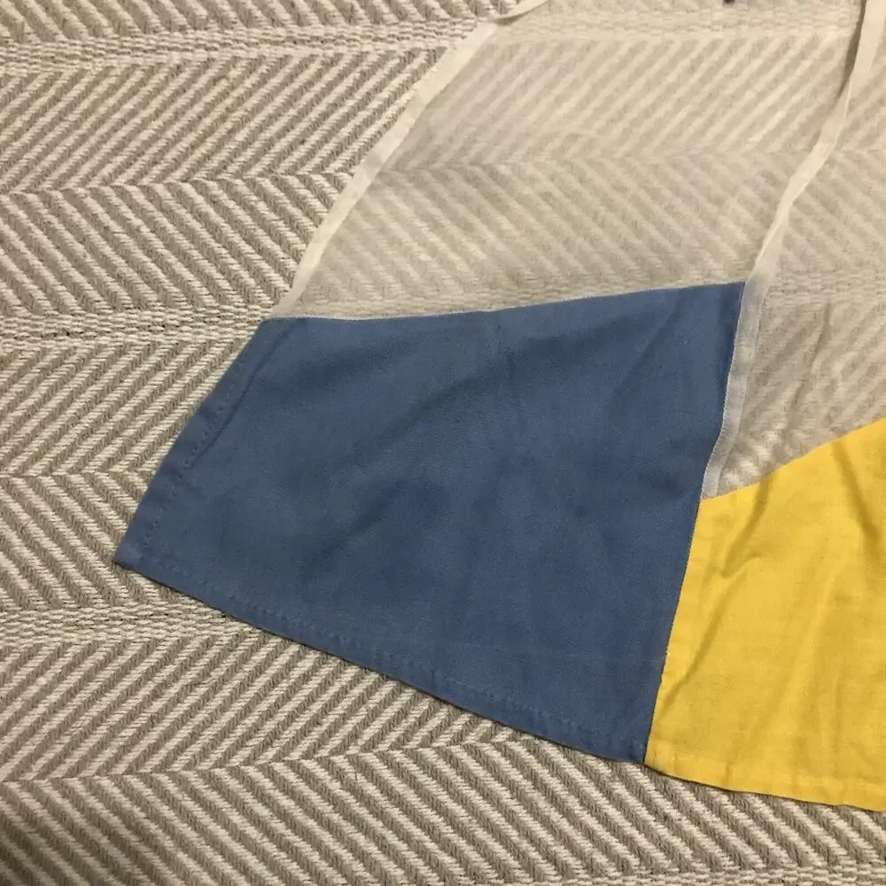 Multicolored Half Apron Star Pocket Paneled Sheer 1950s Hostess Vintage